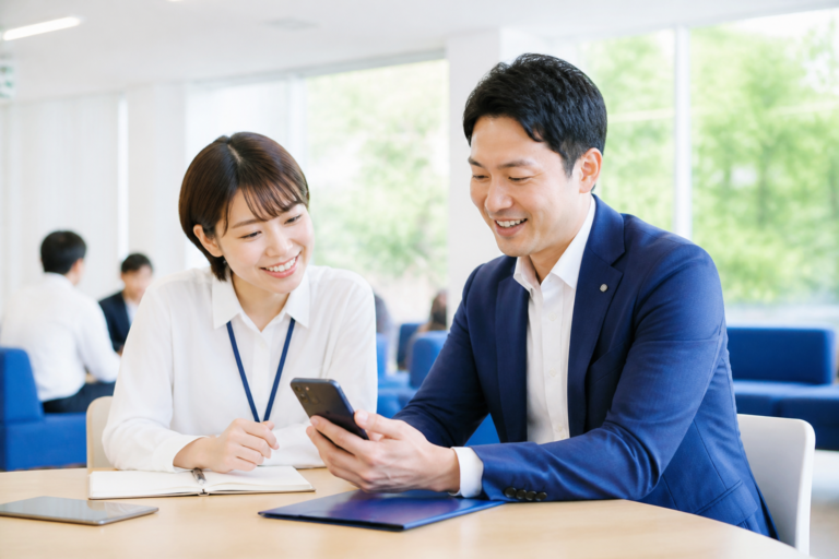 地方議員とスタッフが地域活動のSNS投稿内容を確認している様子