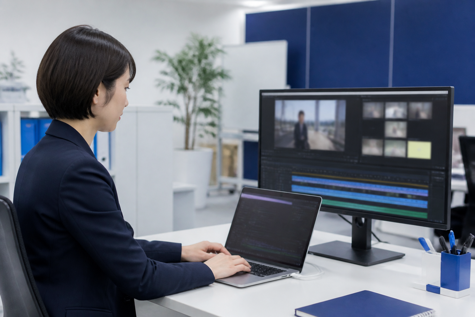 AI文字起こしと動画テンプレートを活用する議員事務所の担当者