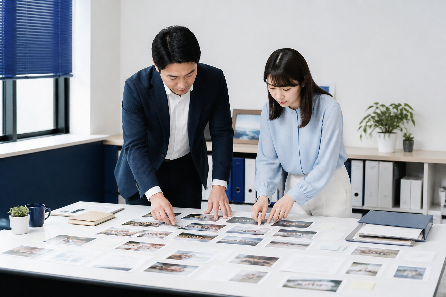 議員とスタッフがSNSで発信する政治活動のテーマを整理している様子