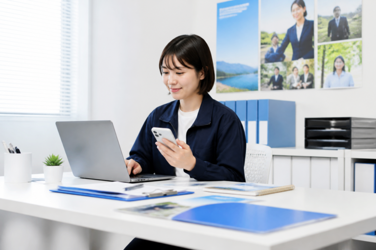 選挙活動に関するSNS投稿を事務所内で確認する広報担当者