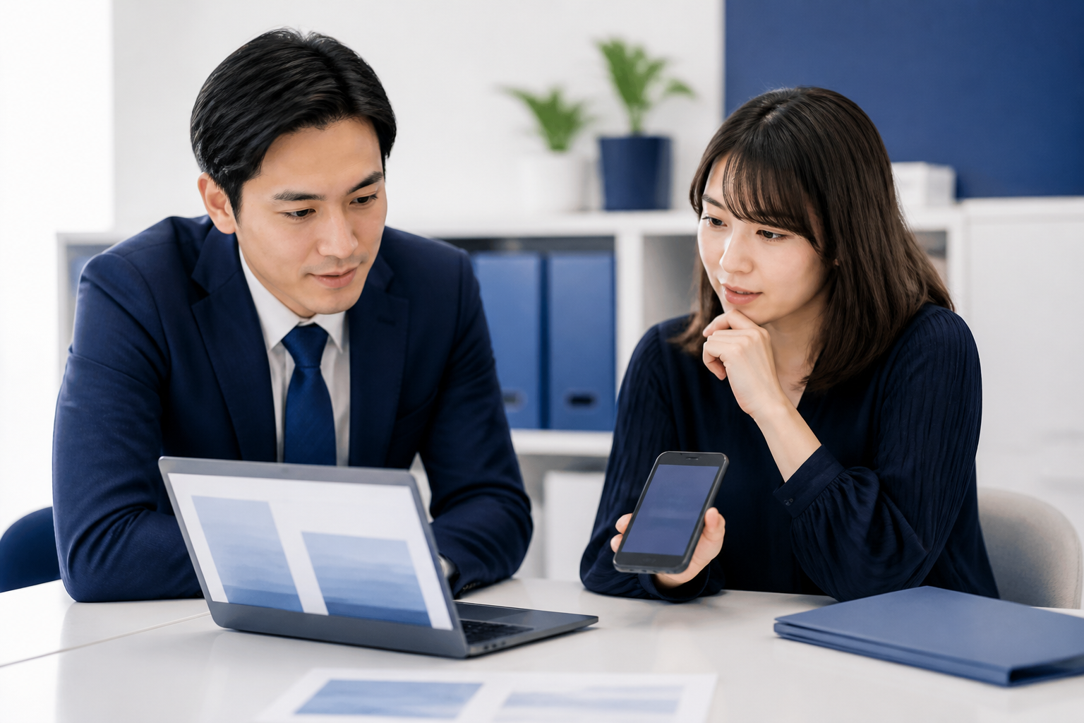 投稿への反応を確認し次の動画企画を話し合う候補者とスタッフ