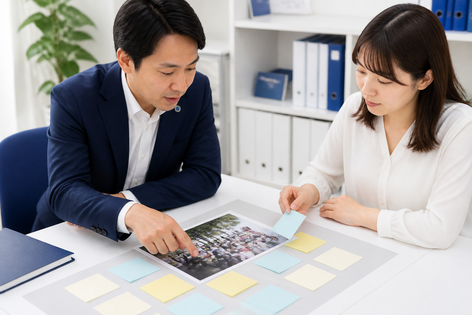 一つの活動予定から複数のLINE配信案を整理する地方議員と担当者