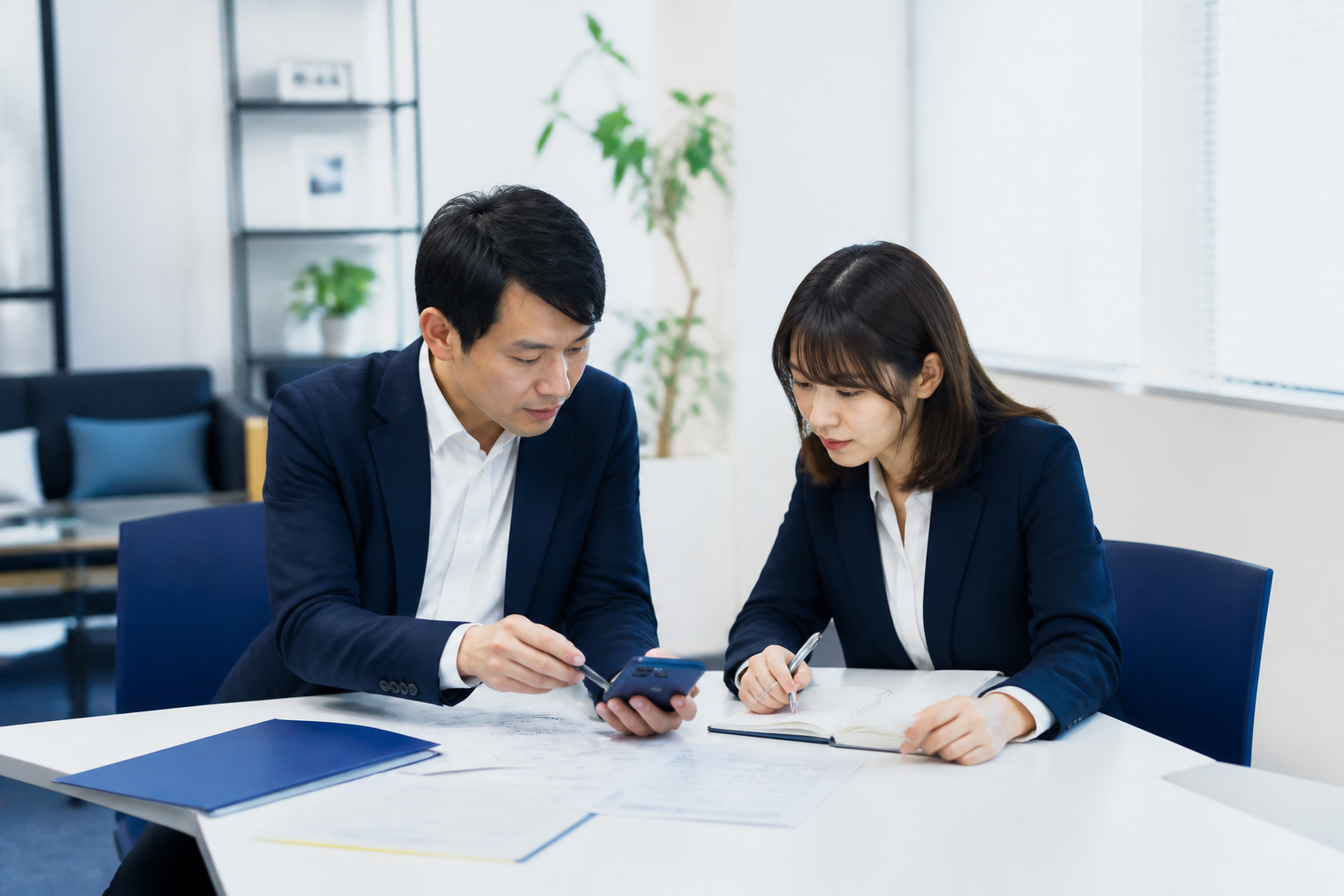 活動記録から住民に伝える要点を整理する地方議員とスタッフ