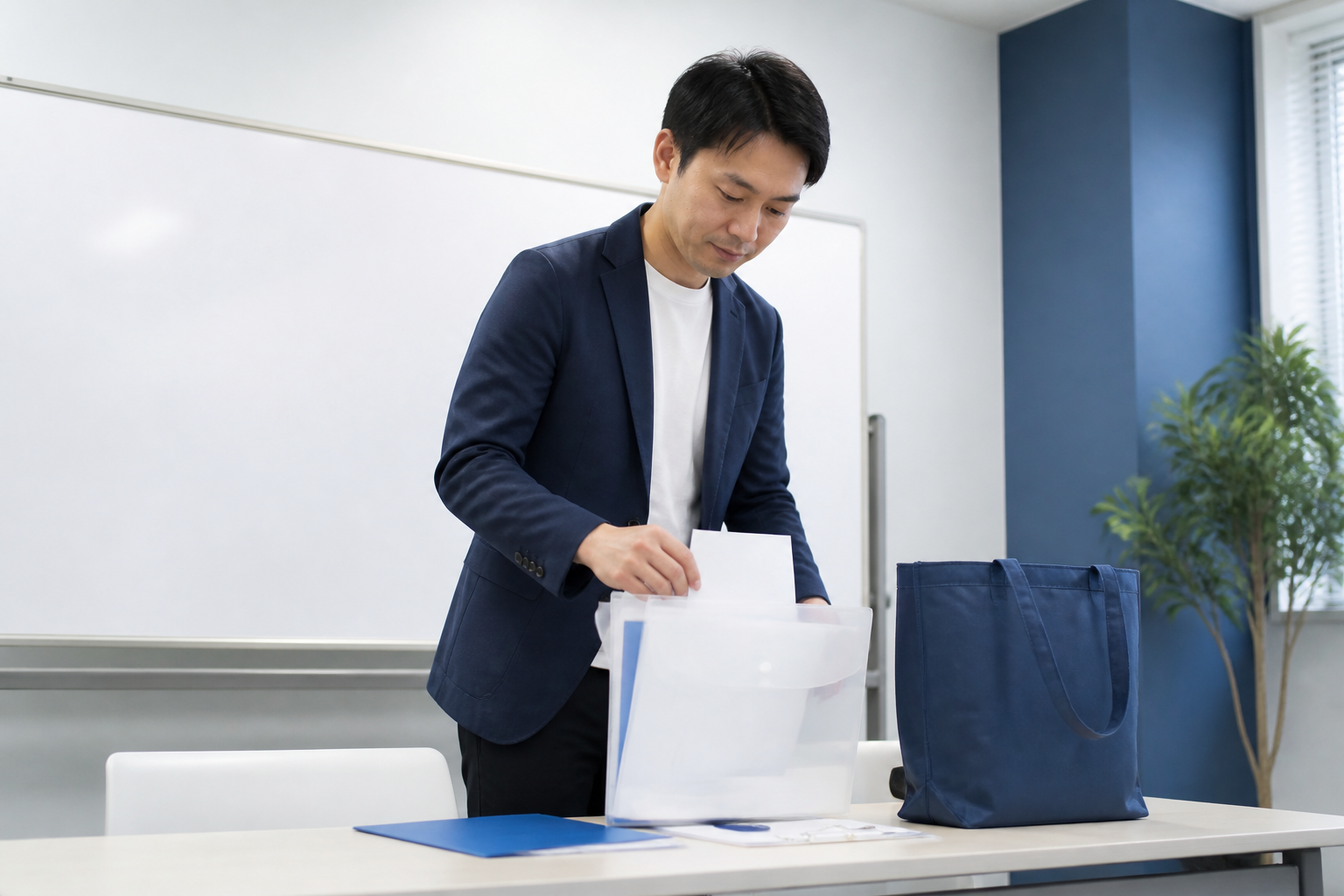 動画の背景に個人情報が映り込まないよう確認する政治活動スタッフ