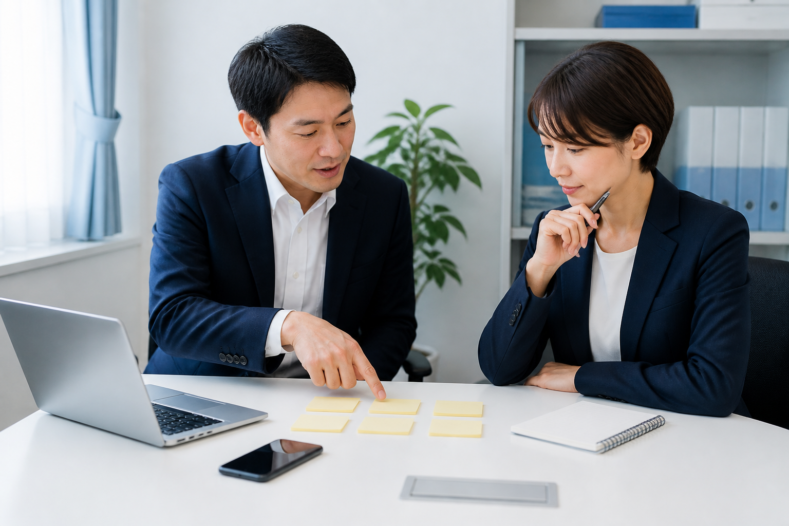 SNS発信が止まる原因を事務所内で整理する様子