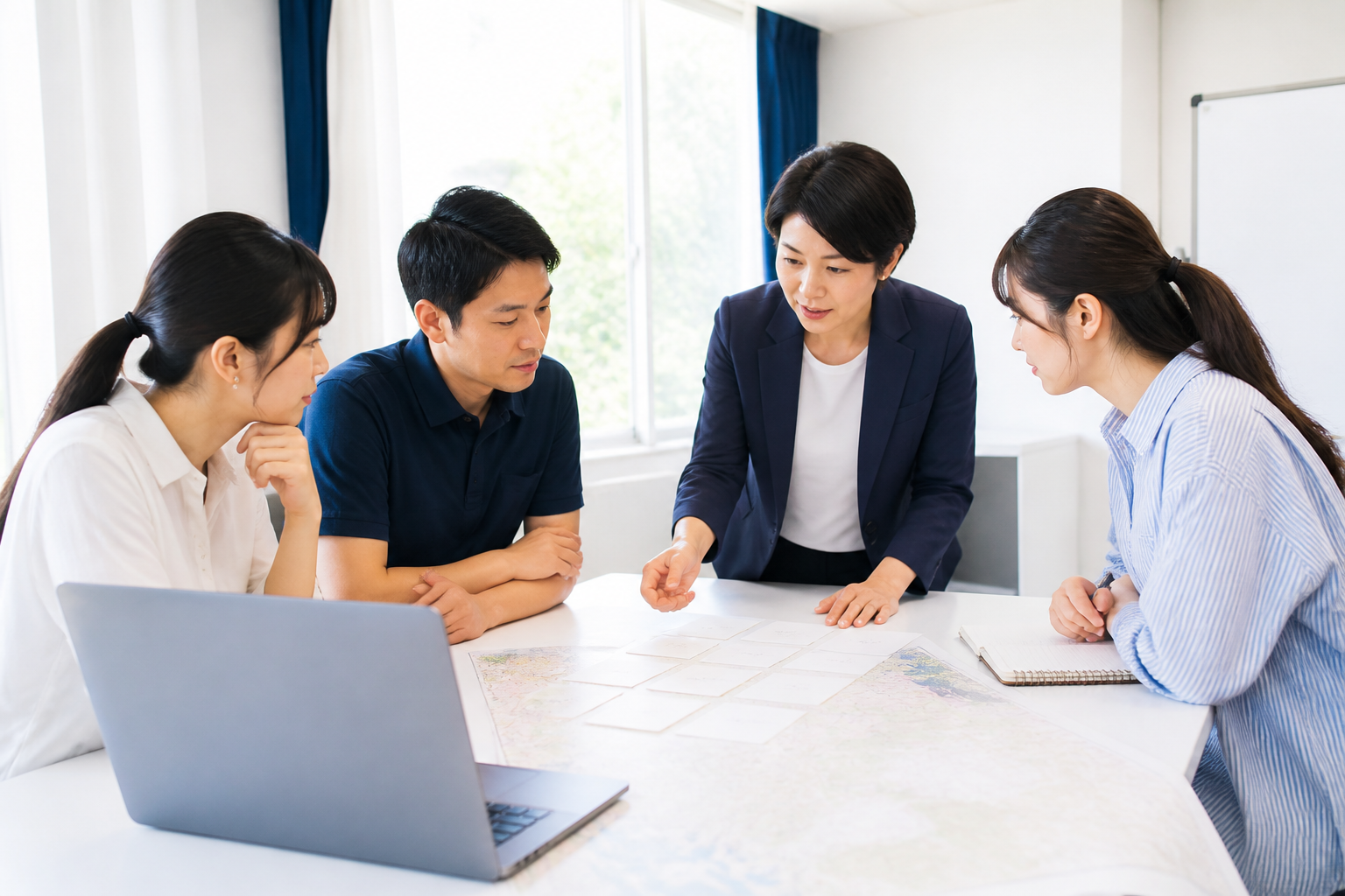 住民に伝えるSNSテーマを検討する地方議員とスタッフ