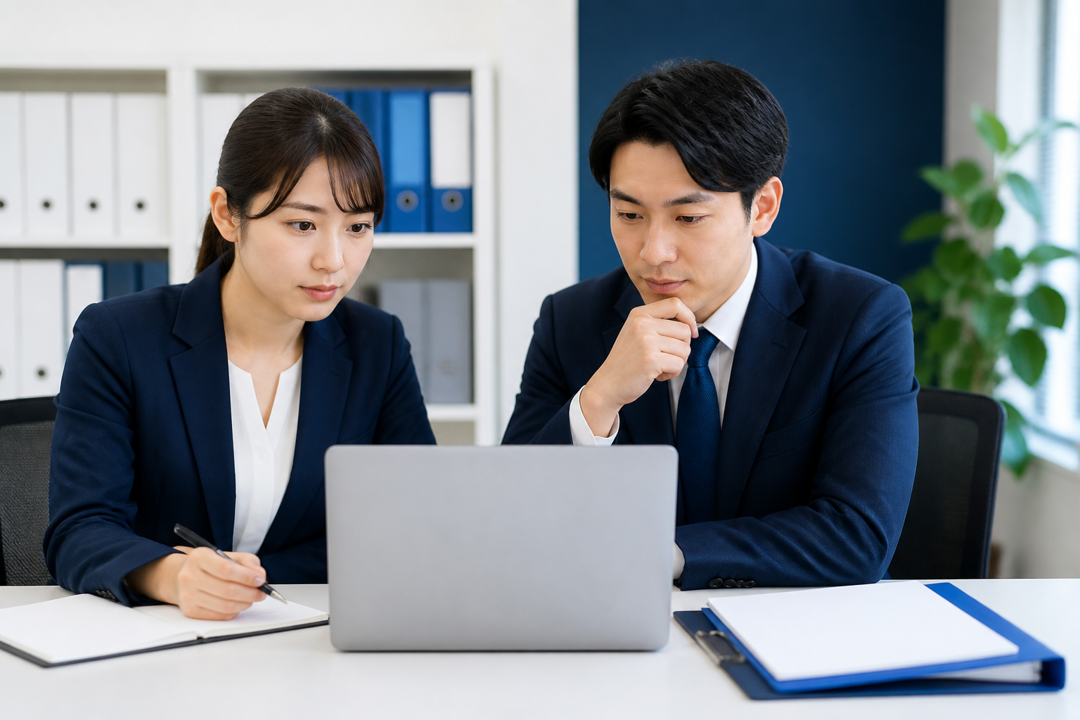 SNS投稿案を複数人で確認する議員事務所スタッフ