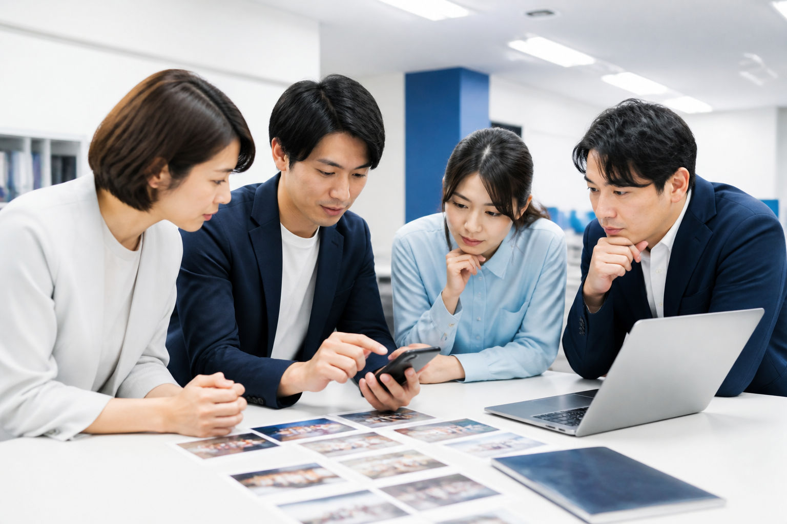 SNS投稿の公開前に内容を複数人で確認する広報担当者