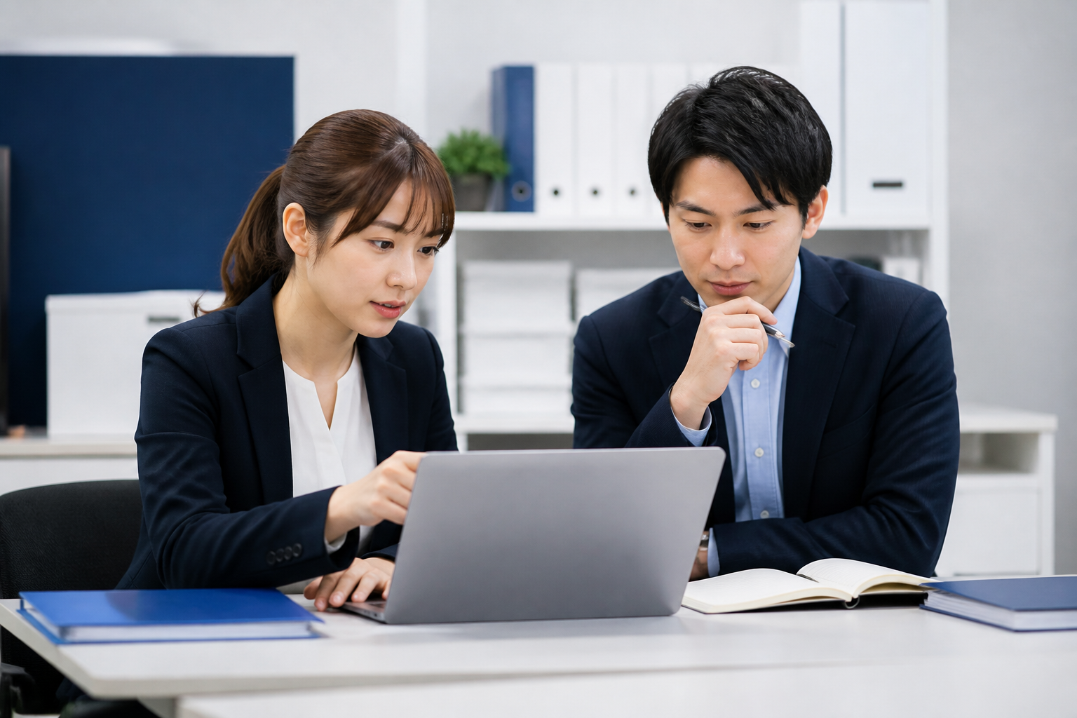 AIで作成した字幕案を人の目で確認する議員事務所のスタッフ