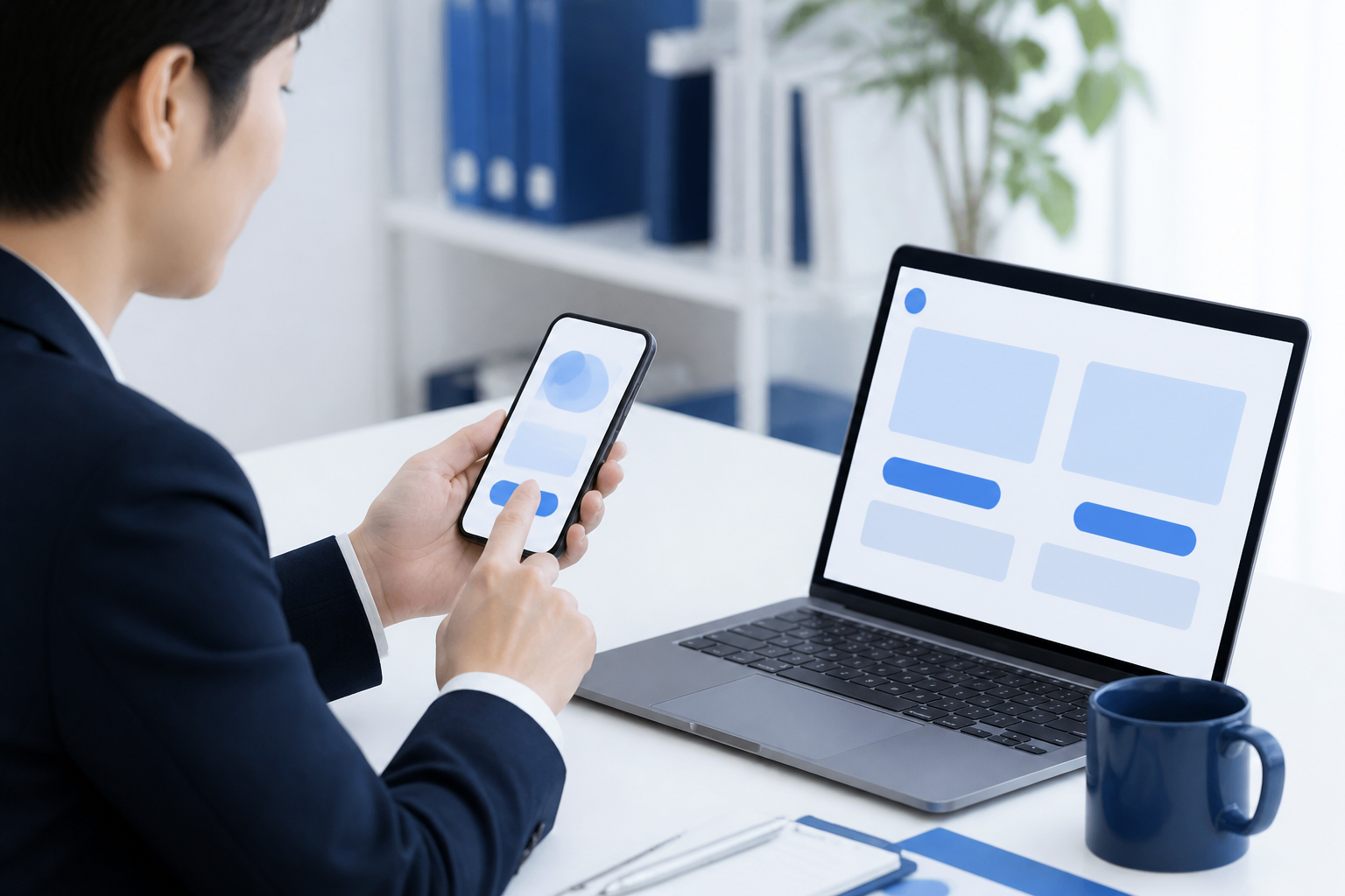 SNSプロフィールから公式情報への導線を確認する広報担当者