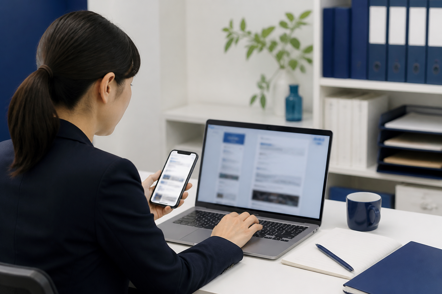 POLI UPを活用してSNS投稿文の複数案を確認する広報担当者