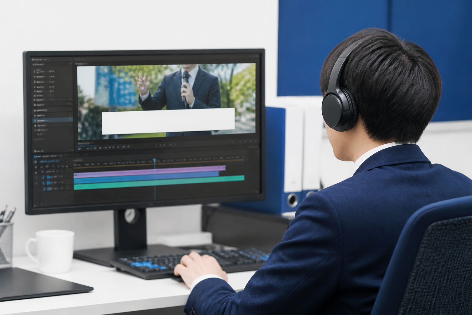 街頭活動動画に要点を伝えるテロップを追加する編集作業