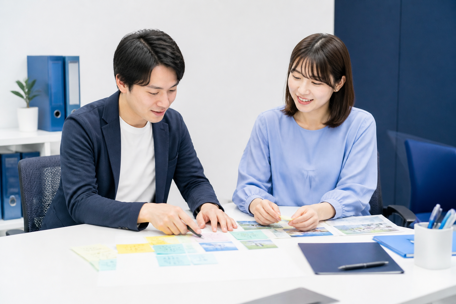 議員事務所のスタッフがSNS発信の作業工程を整理している様子