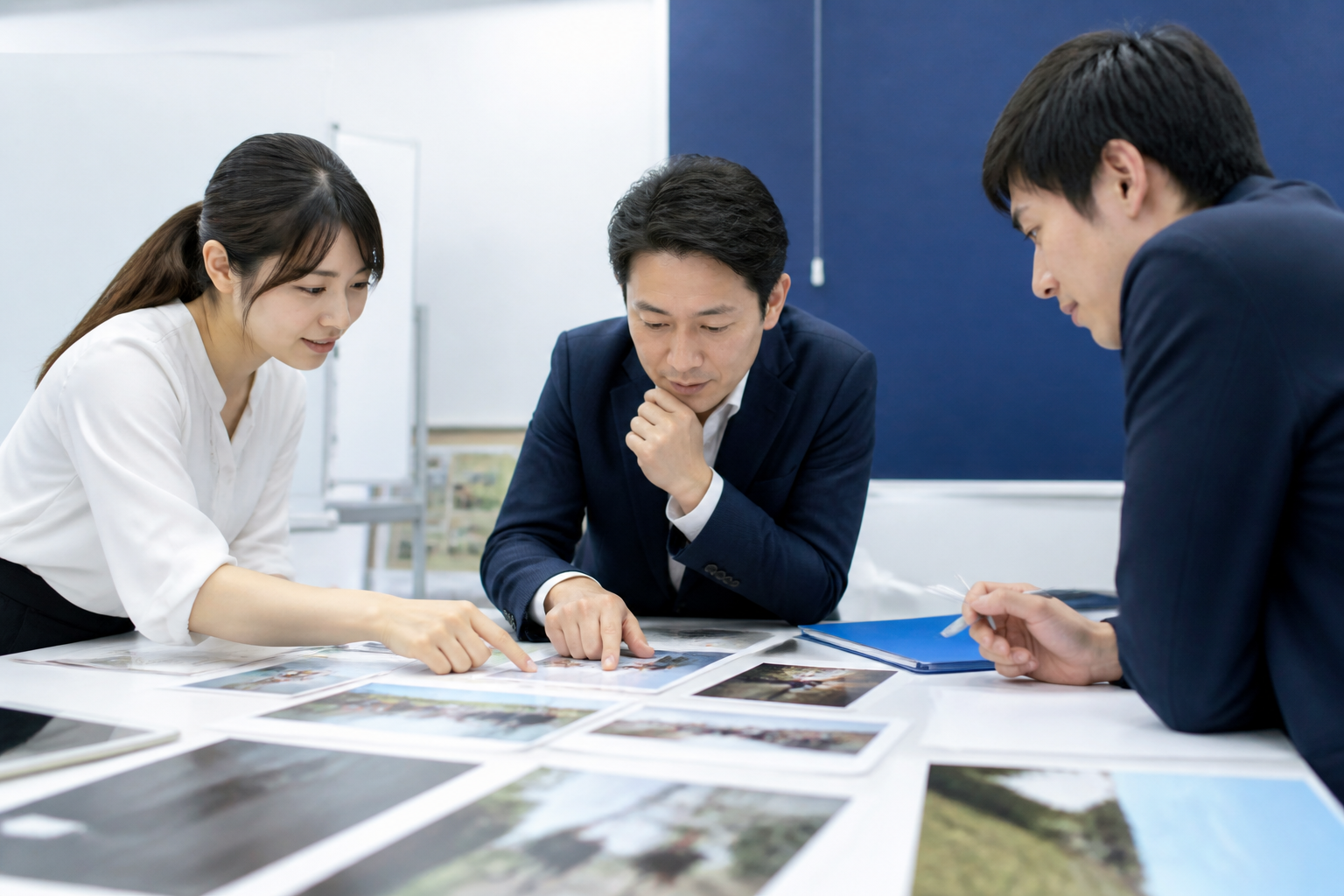 議会日程と地域活動の資料からSNS投稿テーマを探す様子