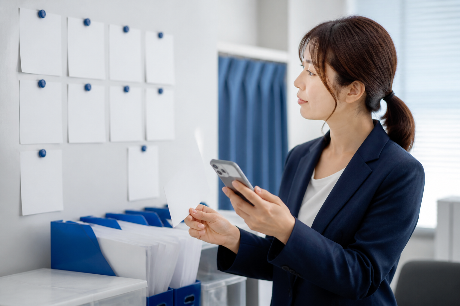 補欠選挙の日程に合わせてSNS投稿計画を確認する広報スタッフ
