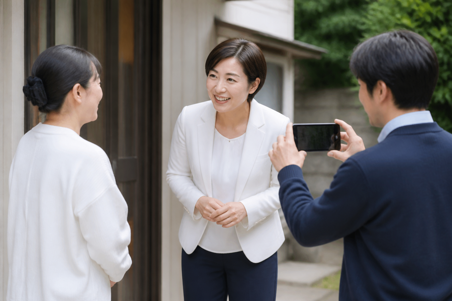 地域住民の声を聞き候補者独自の発信素材を集める様子