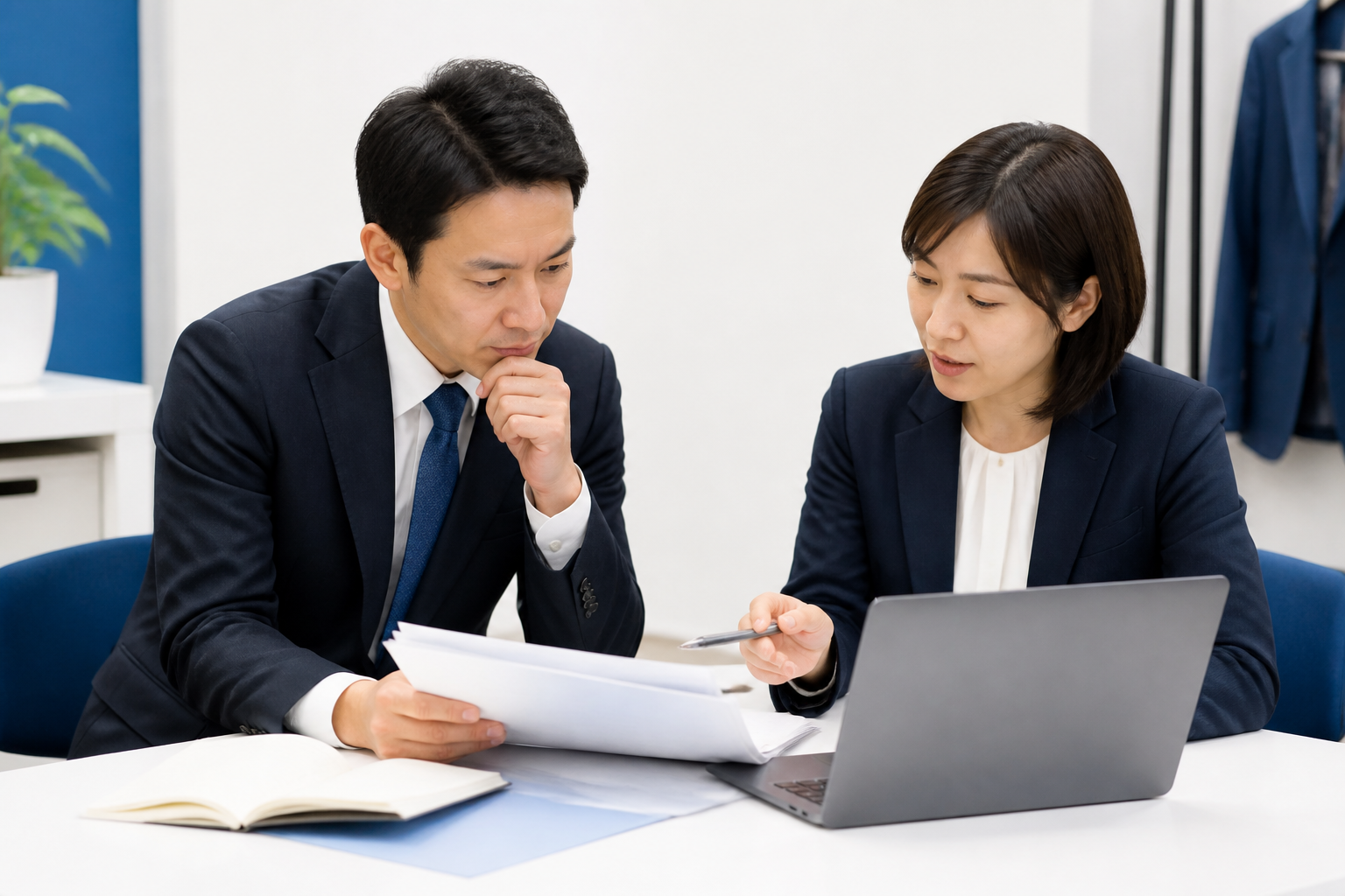 法令資料を参照しながら選挙期間中のSNS運用を確認するスタッフ