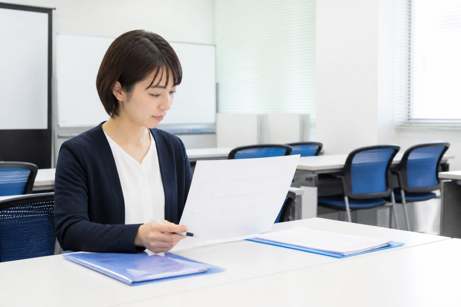 選挙運動期間を資料で確認する広報担当者