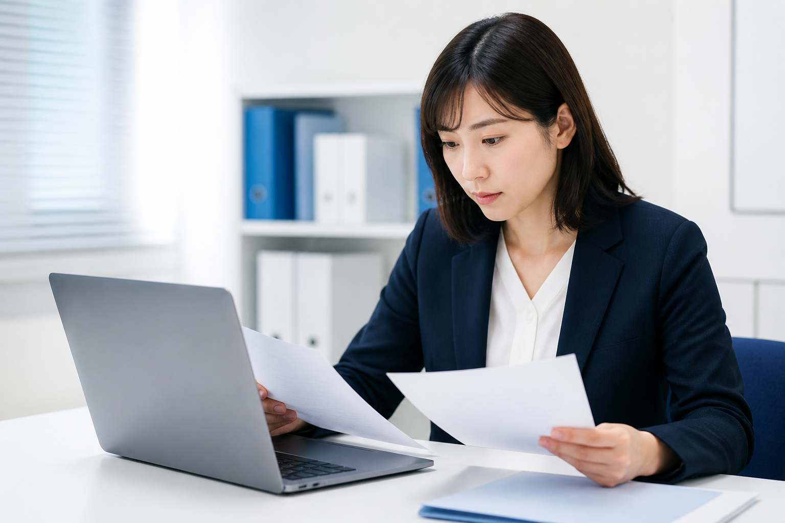 ネット発信の法令と媒体規約を確認する広報担当者