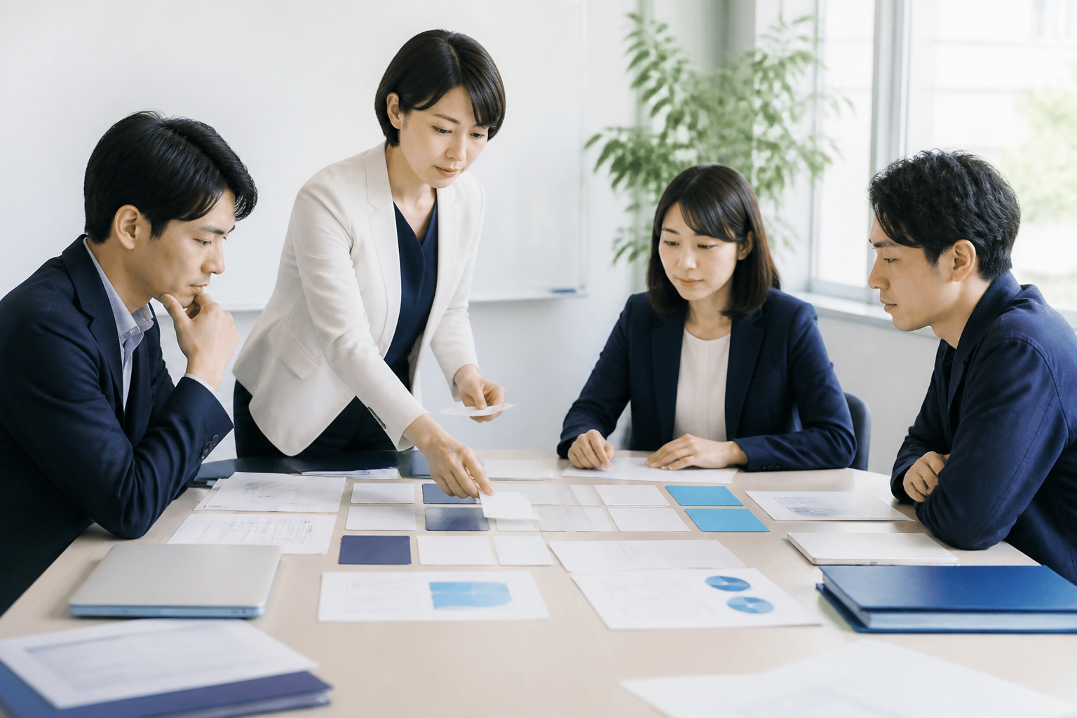 政策原稿を三つの要素に分けて整理する政治広報チーム