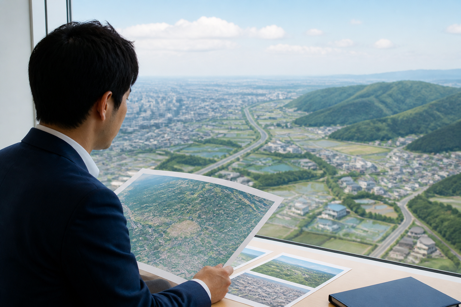 都市部から中山間地域まで広がる県議選の選挙区を確認するスタッフ