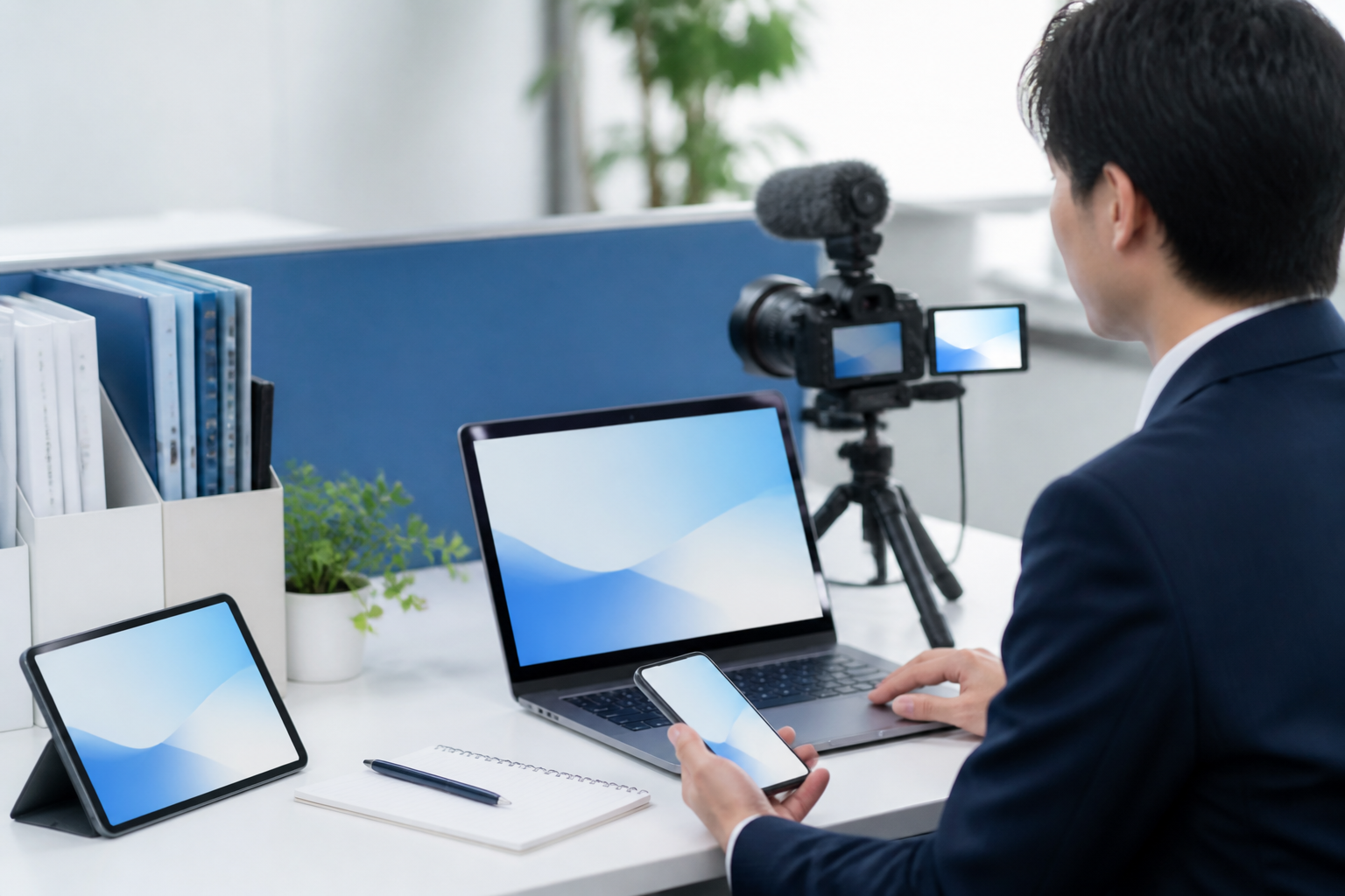 Webサイト、SNS、動画、メッセージ配信を連携させる広報担当者