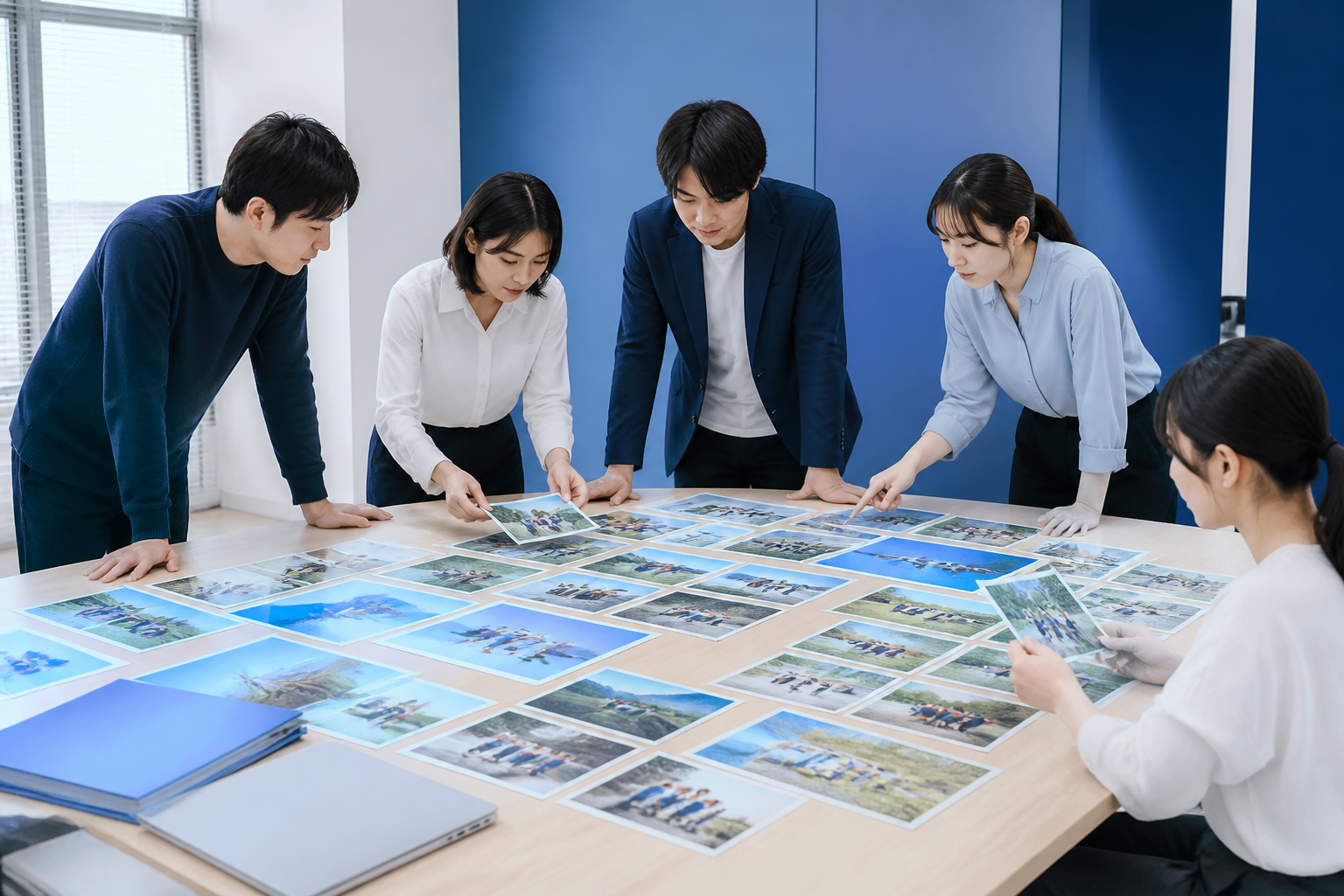 全国共通素材と地域向け素材を分類する政治広報チーム