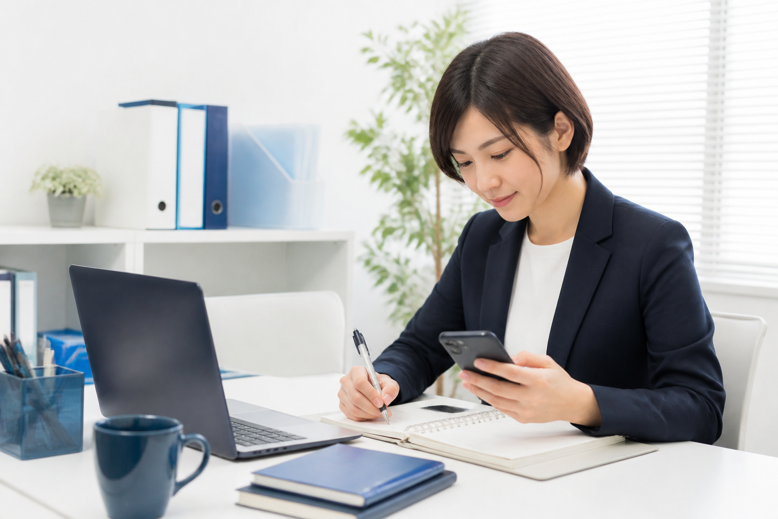確認済みの活動情報を使ってSNS投稿文の下書きを作る広報担当者
