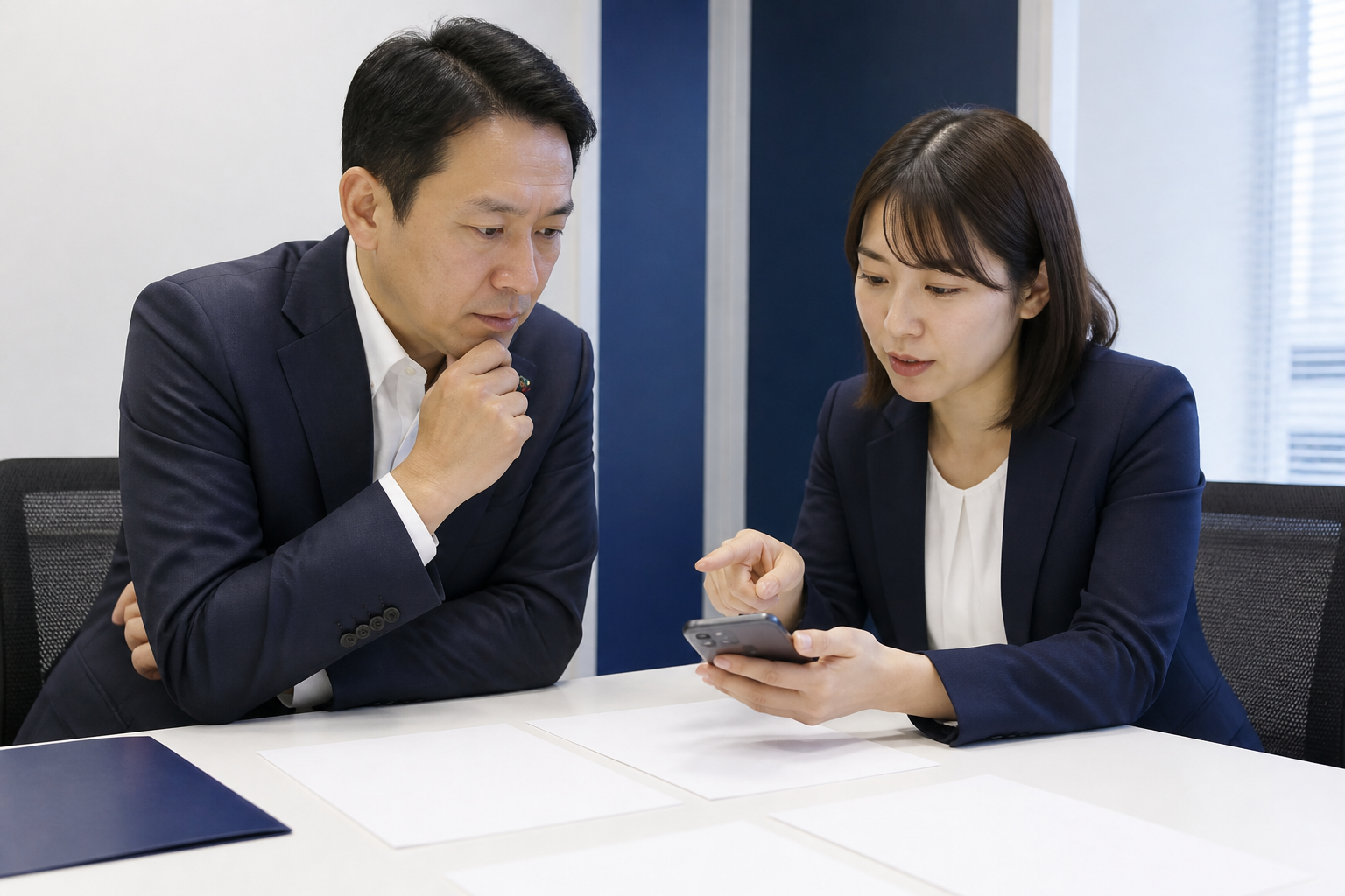 選挙期間中のSNS投稿について公開前確認を行う責任者と広報担当者